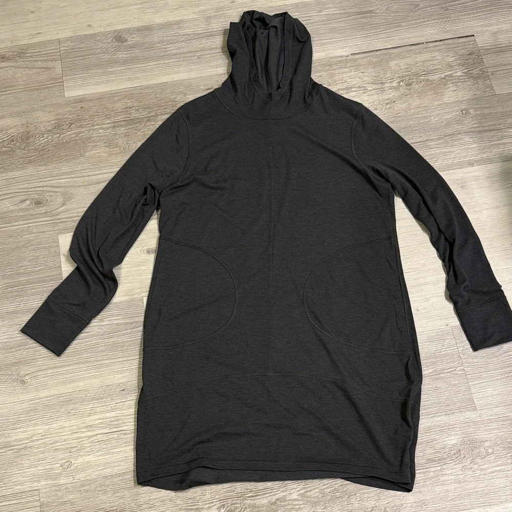 The North Face Grey Hooded Tunic Dress XL Long Sleeve Sweatshirt Pockets Workout - Picture 5 of 6